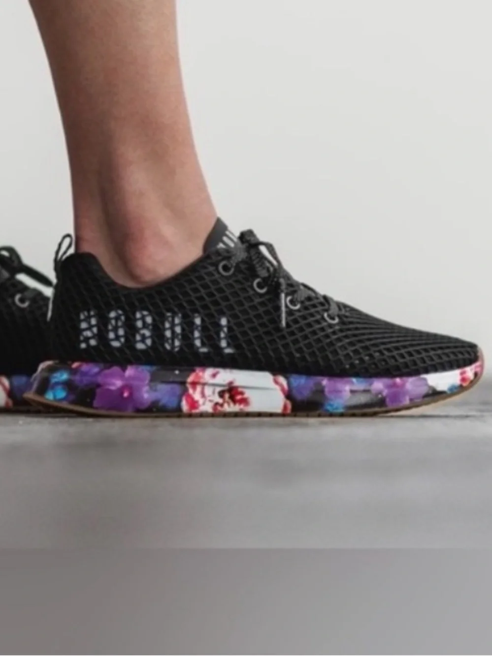 NOBULL Black Space Floral Mesh Runner Trainer Lace Up Sneakers Size 7